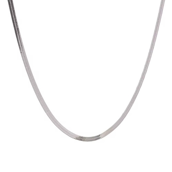 Silver Herringbone Necklace - Picture 3 of 7
